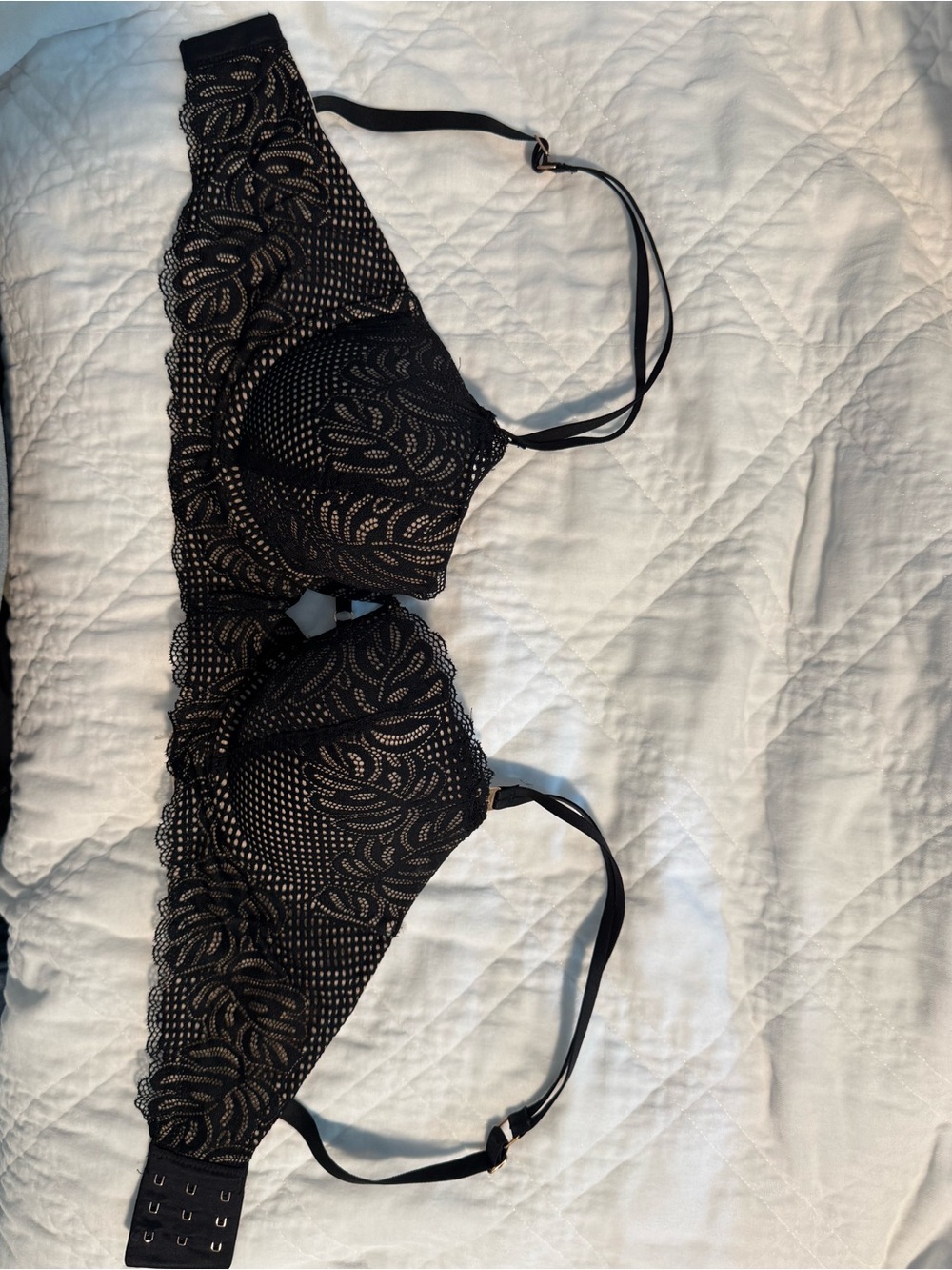 aerie Black Lace Underwire Bra with Floral Mesh